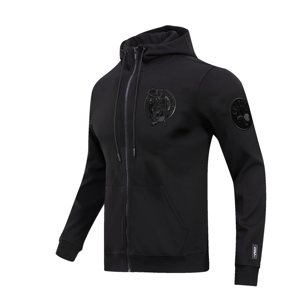 NBA BOSTON CELTICS TRIPLE BLACK CHANDAIL À CAPUCHON À GLISSIÈRE LOGO POUR HOMME (TRIPLE NOIR)