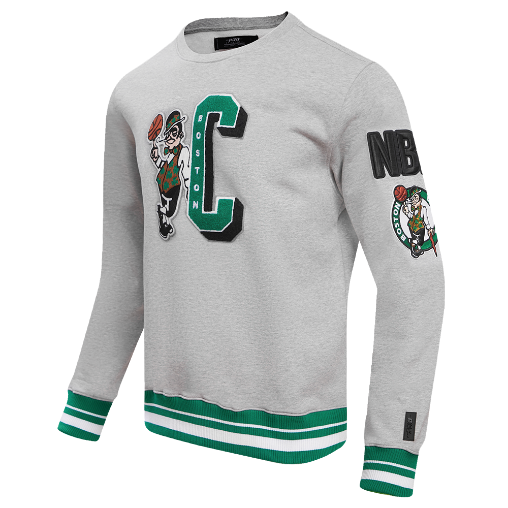 NBA BOSTON CELTICS MASHUP MEN'S RIB CREWNECK (HEATHER GREY/GREEN)