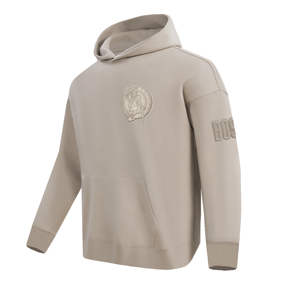 NBA BOSTON CELTICS NEUTRAL DROP SHOULDER FLEECE PULLOVER HOODIE (TAUPE)