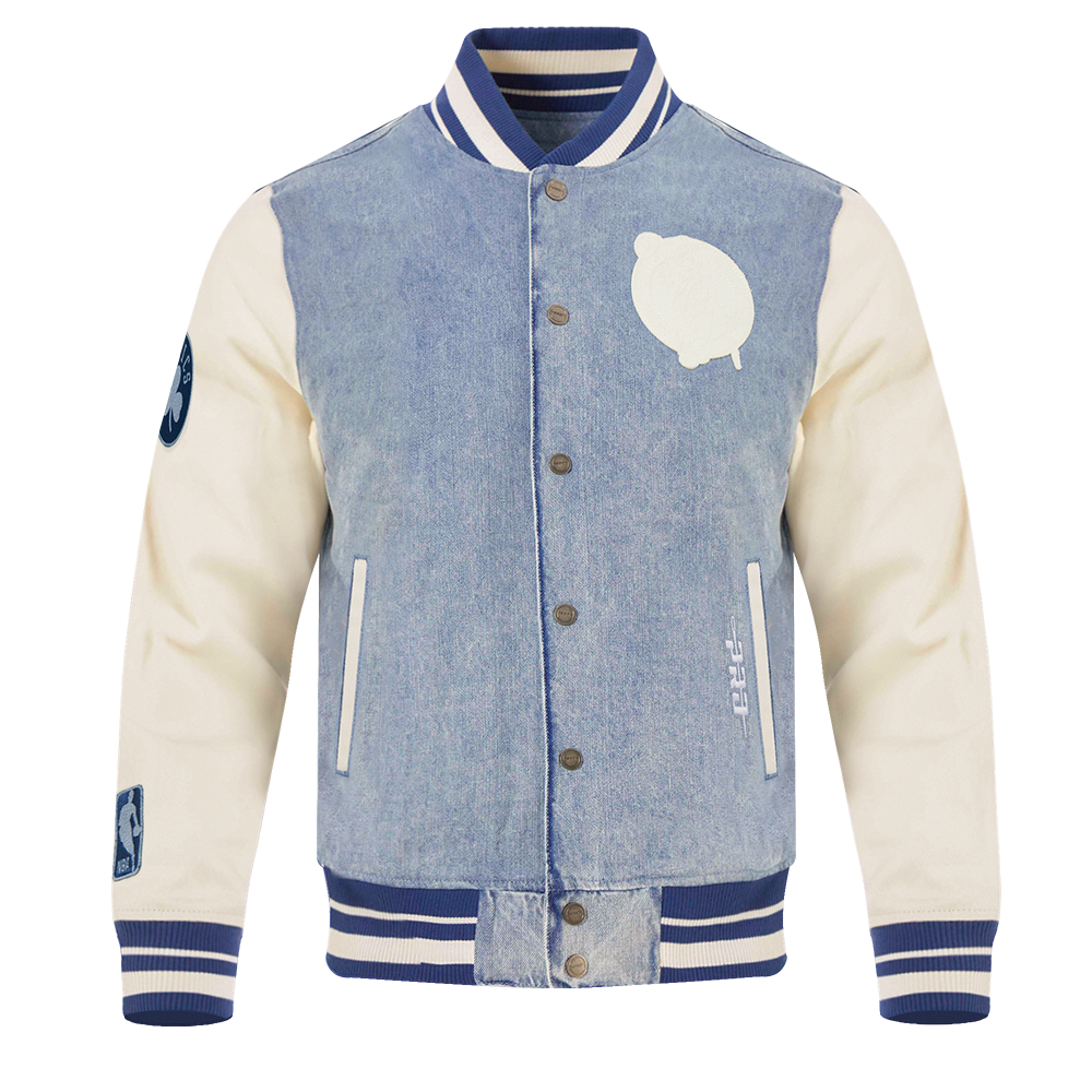 NBA BOSTON CELTICS VARSITY BLUES MEN'S DENIM VARSITY JACKET (DENIM/LINEN)