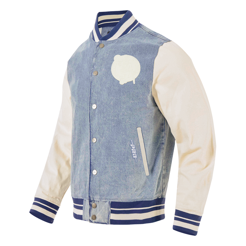 NBA BOSTON CELTICS VARSITY BLUES MEN'S DENIM VARSITY JACKET (DENIM/LINEN)