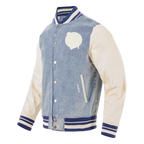 NBA BOSTON CELTICS VARSITY BLUES MEN'S DENIM VARSITY JACKET (DENIM/LINEN)