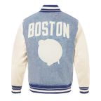 NBA BOSTON CELTICS VARSITY BLUES MEN'S DENIM VARSITY JACKET (DENIM/LINEN)