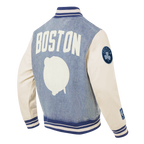 NBA BOSTON CELTICS VARSITY BLUES MEN'S DENIM VARSITY JACKET (DENIM/LINEN)