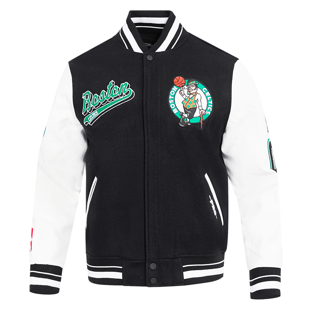 NBA BOSTON CELTICS SCRIPT TAIL BLOUSON COLLÉGIAL POUR HOMME (NOIR/BLANC)