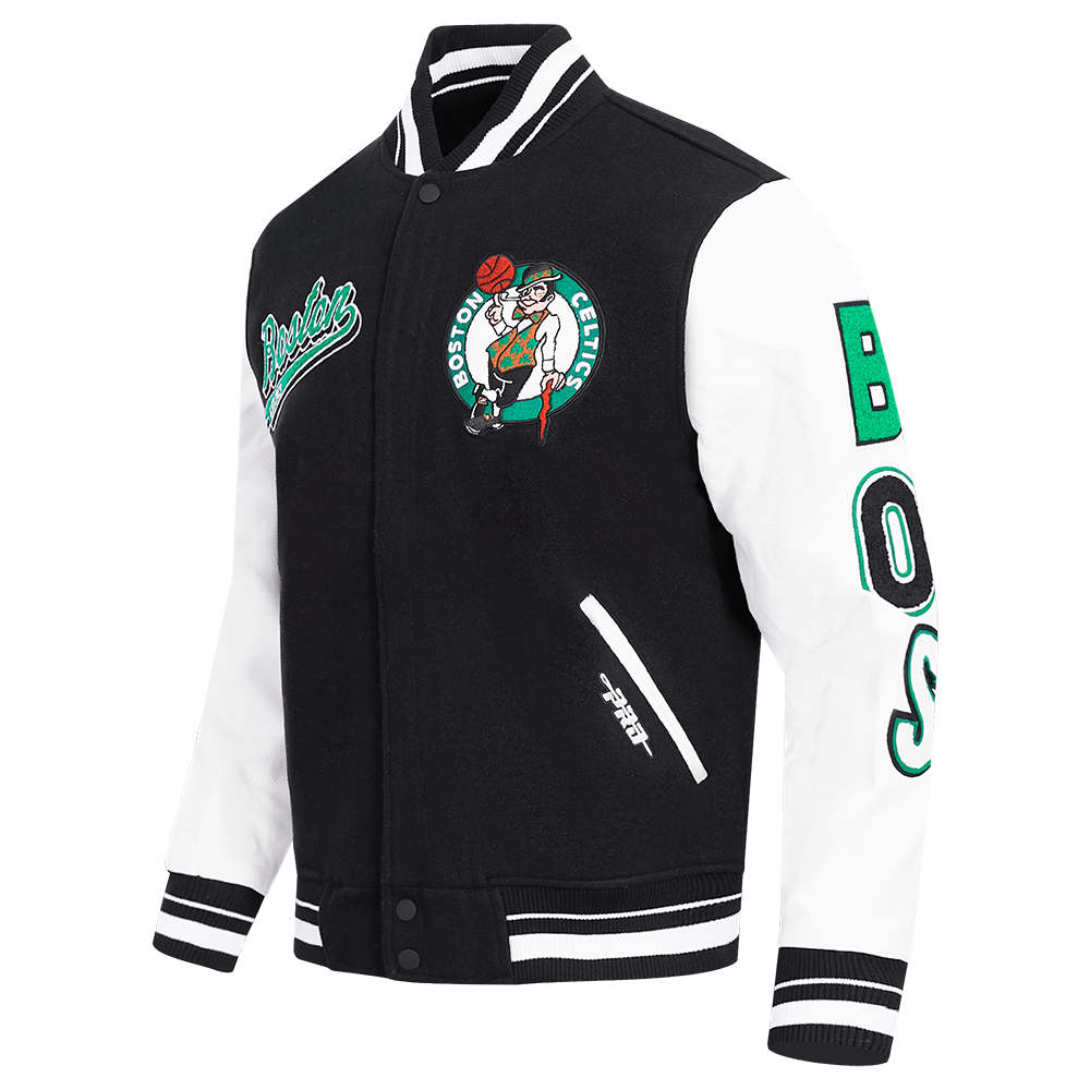 NBA BOSTON CELTICS SCRIPT TAIL BLOUSON COLLÉGIAL POUR HOMME (NOIR/BLANC)