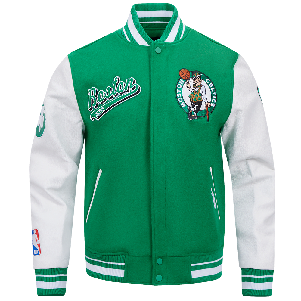 NBA BOSTON CELTICS SCRIPT TAIL BLOUSON COLLÉGIAL POUR HOMME (VERT KELLY/BLANC)