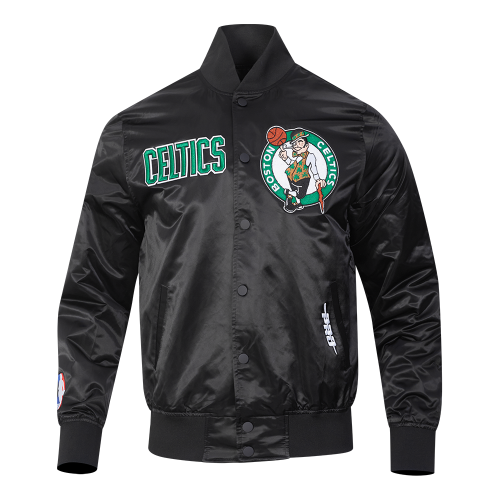 NBA BOSTON CELTICS SOUVENIR BLOUSON EN SATIN POUR HOMME (NOIR)