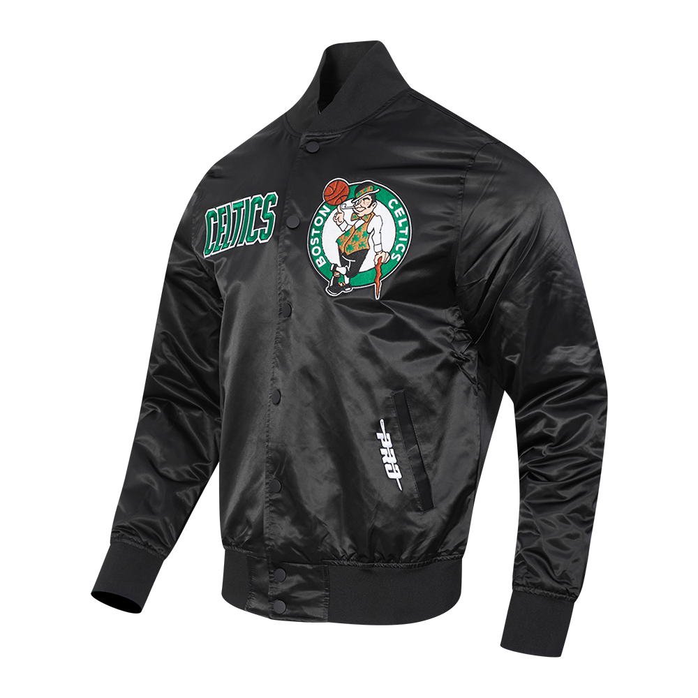 NBA BOSTON CELTICS SOUVENIR BLOUSON EN SATIN POUR HOMME (NOIR)
