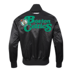 NBA BOSTON CELTICS SOUVENIR BLOUSON EN SATIN POUR HOMME (NOIR)