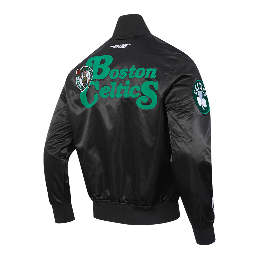 NBA BOSTON CELTICS SOUVENIR BLOUSON EN SATIN POUR HOMME (NOIR)