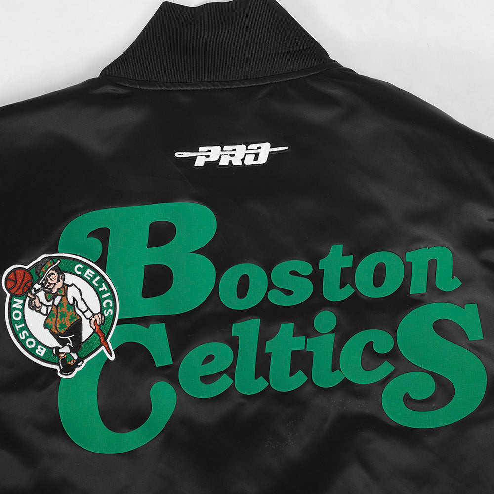 NBA BOSTON CELTICS SOUVENIR BLOUSON EN SATIN POUR HOMME (NOIR)