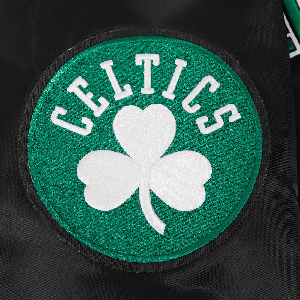 NBA BOSTON CELTICS SOUVENIR BLOUSON EN SATIN POUR HOMME (NOIR)