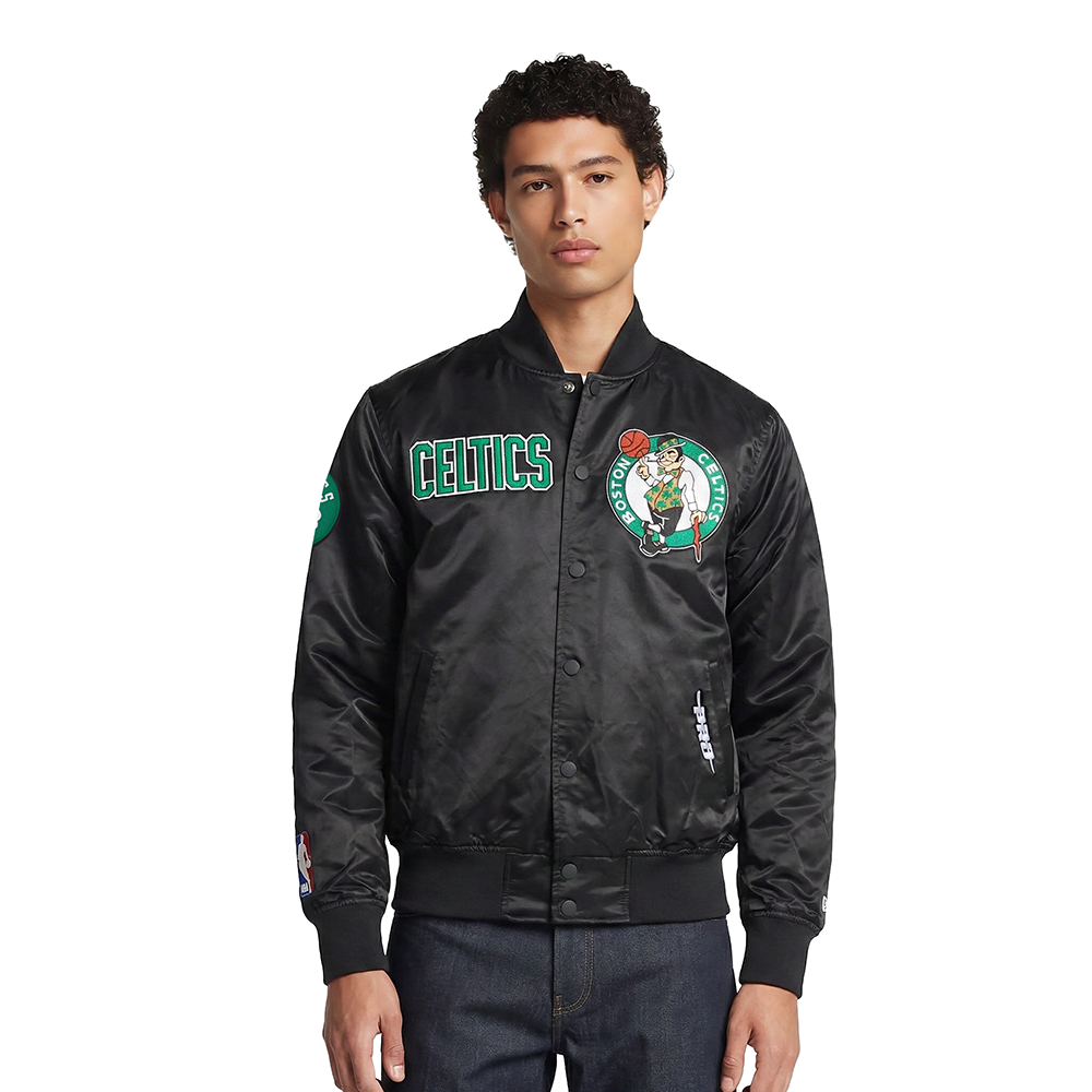NBA BOSTON CELTICS SOUVENIR BLOUSON EN SATIN POUR HOMME (NOIR)