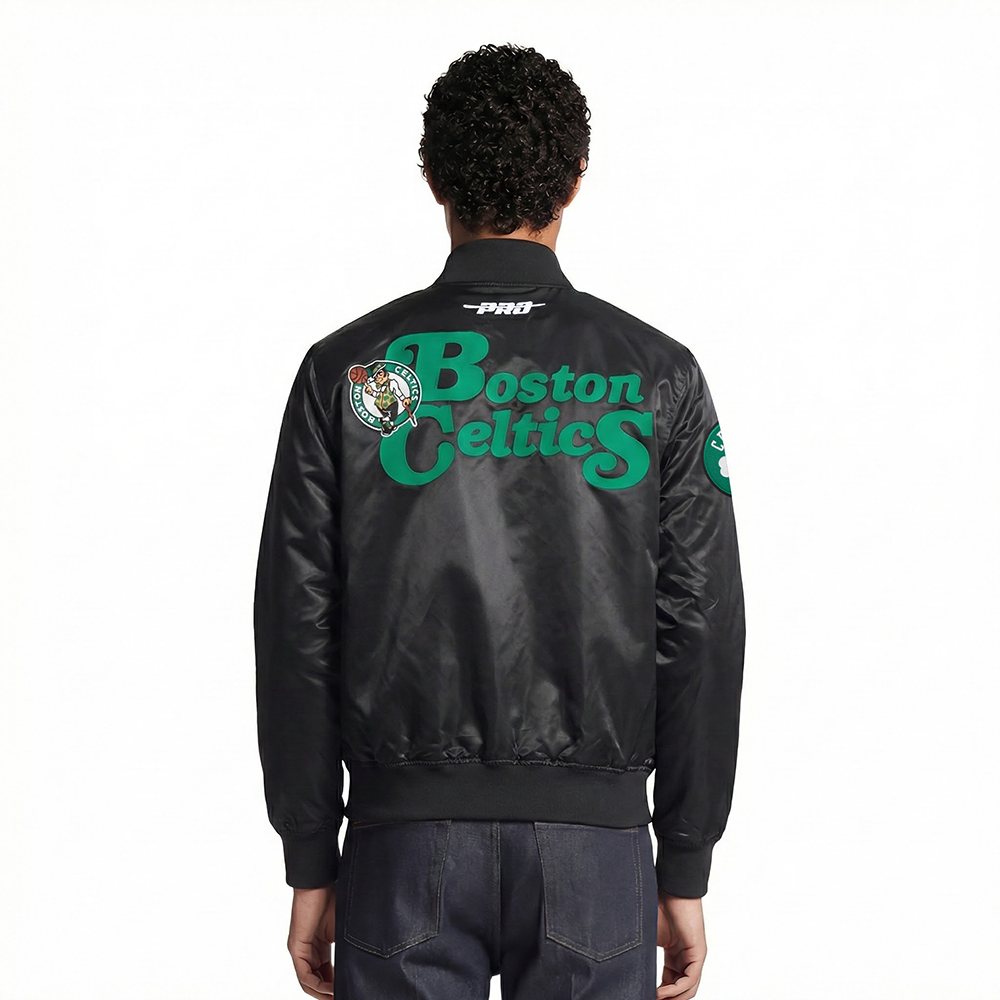NBA BOSTON CELTICS SOUVENIR BLOUSON EN SATIN POUR HOMME (NOIR)