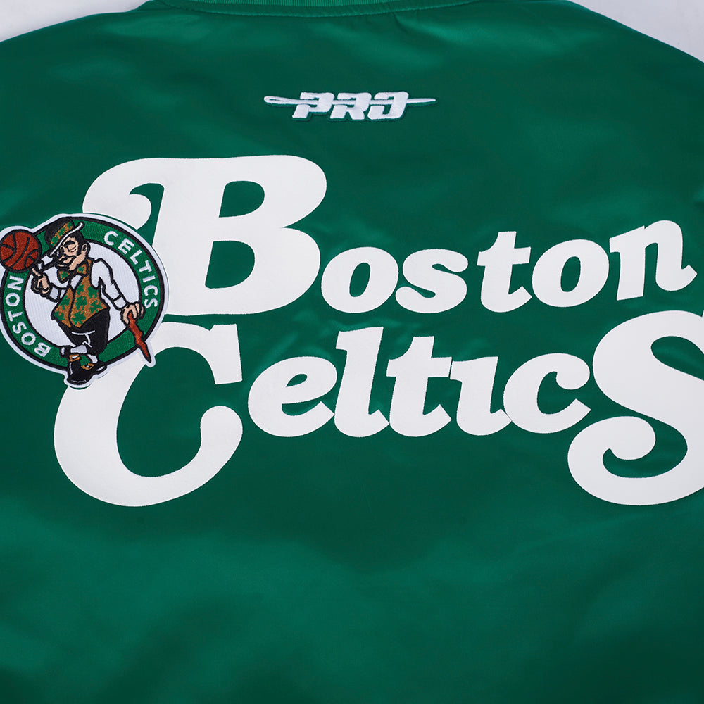 NBA BOSTON CELTICS SOUVENIR BLOUSON EN SATIN POUR HOMME (VERT KELLY)