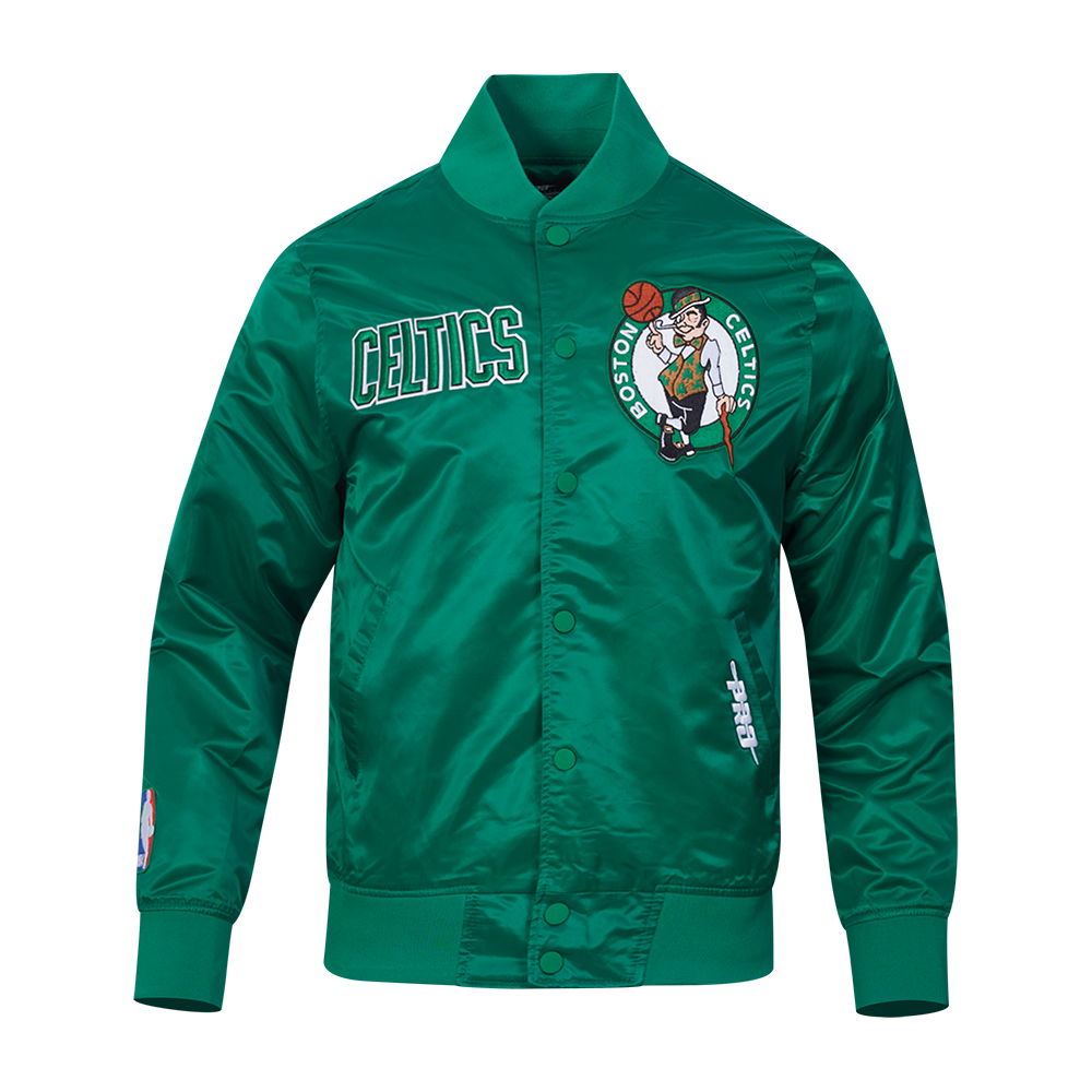 NBA BOSTON CELTICS SOUVENIR BLOUSON EN SATIN POUR HOMME (VERT KELLY)