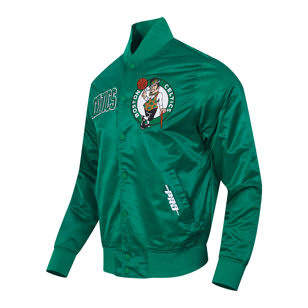 NBA BOSTON CELTICS SOUVENIR BLOUSON EN SATIN POUR HOMME (VERT KELLY)