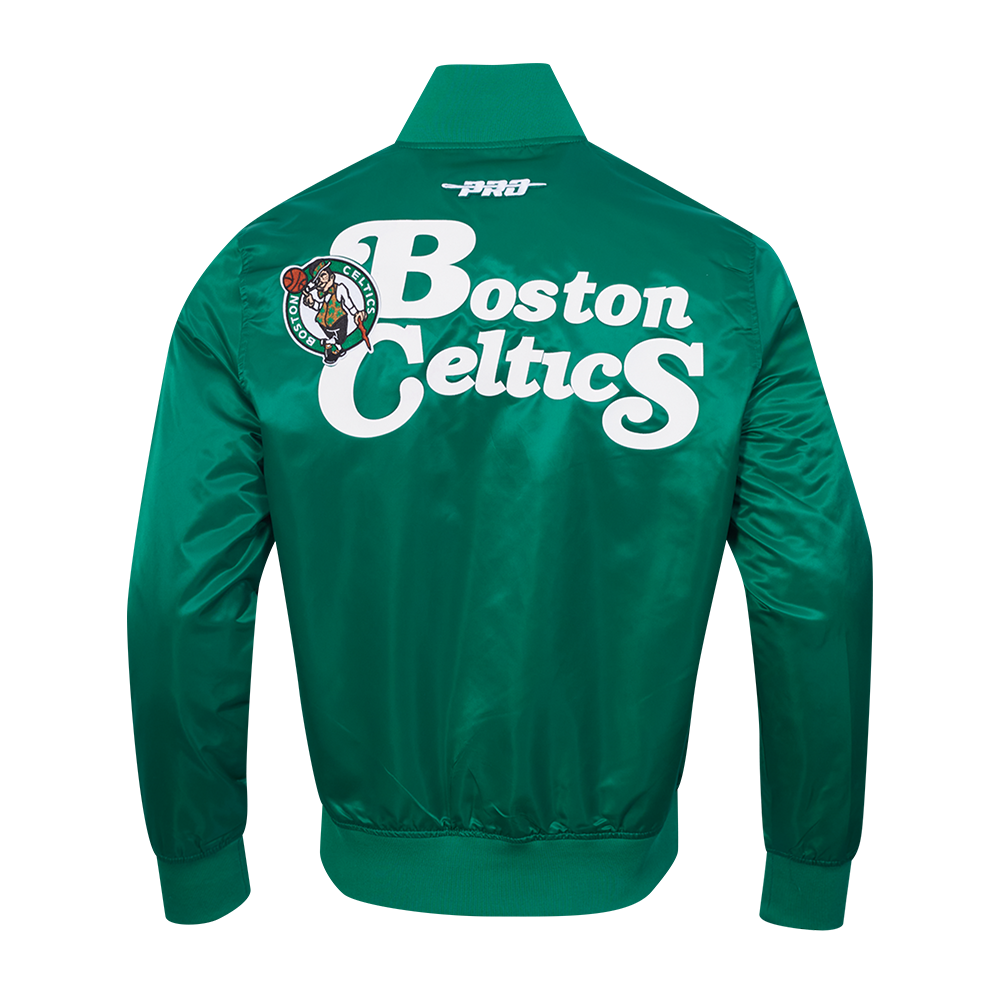 NBA BOSTON CELTICS SOUVENIR BLOUSON EN SATIN POUR HOMME (VERT KELLY)