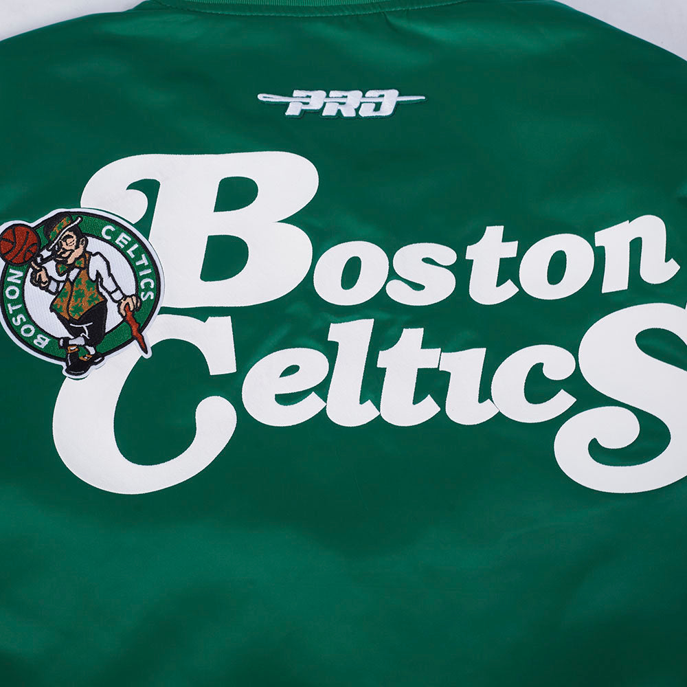 NBA BOSTON CELTICS SOUVENIR BLOUSON EN SATIN POUR HOMME (VERT KELLY)