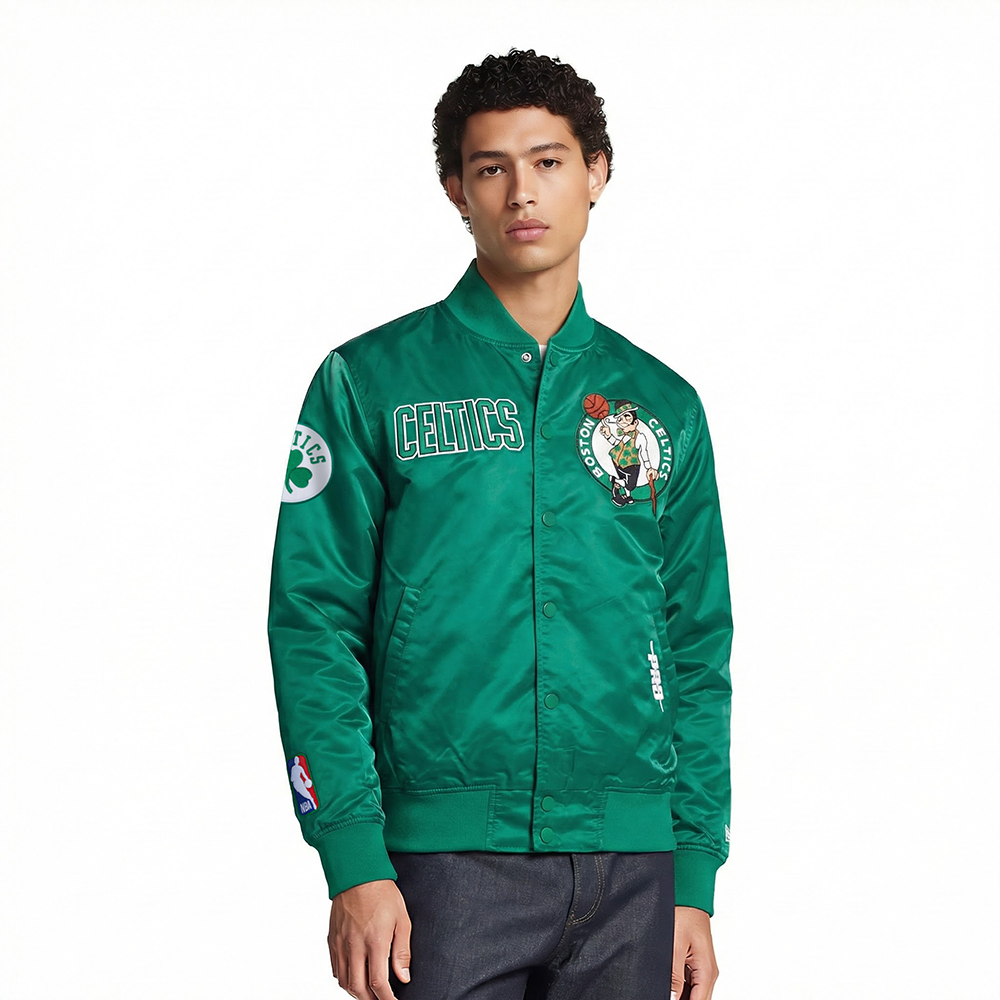 NBA BOSTON CELTICS SOUVENIR BLOUSON EN SATIN POUR HOMME (VERT KELLY)