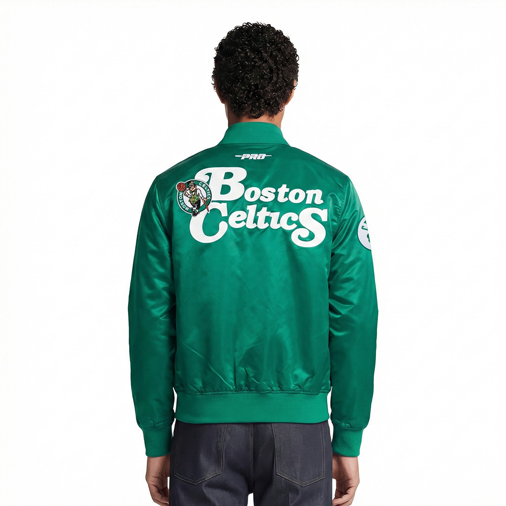 NBA BOSTON CELTICS SOUVENIR BLOUSON EN SATIN POUR HOMME (VERT KELLY)