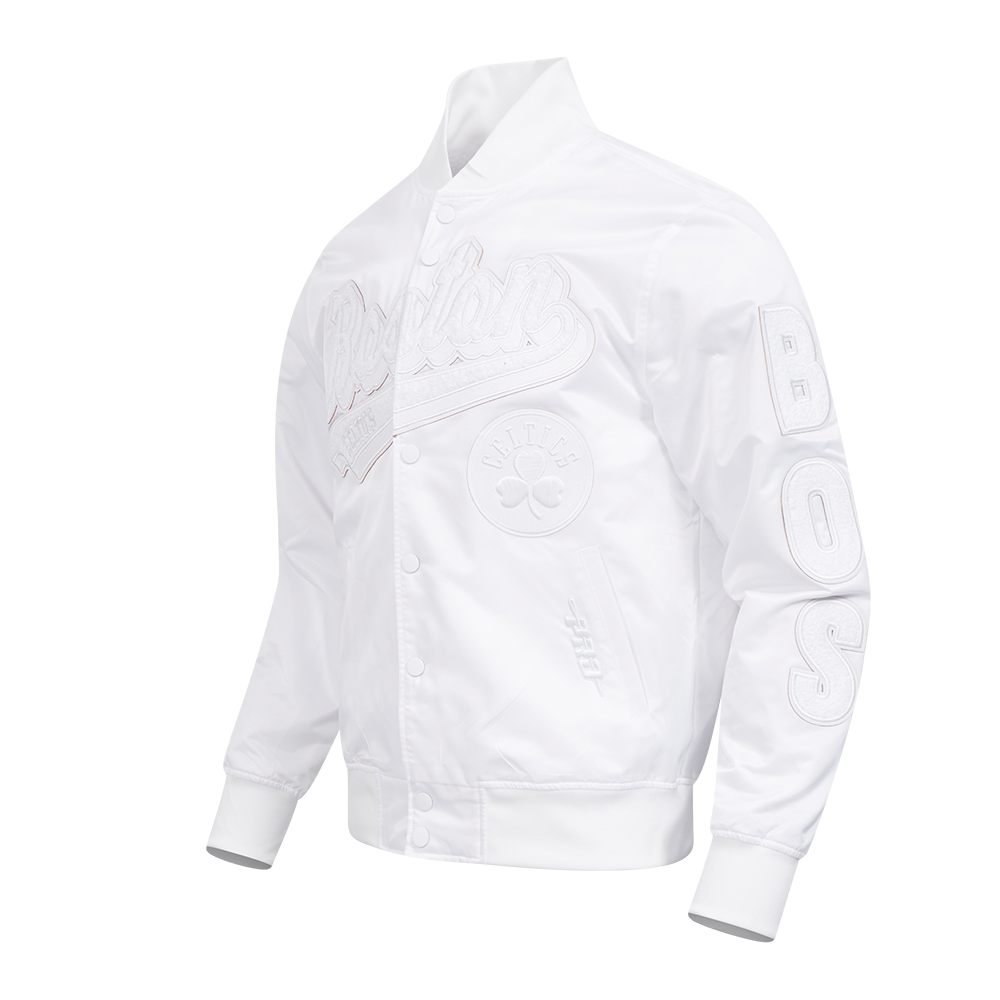 NBA BOSTON CELTICS WHITE OUT MEN'S SATIN JACKET (WHITE)