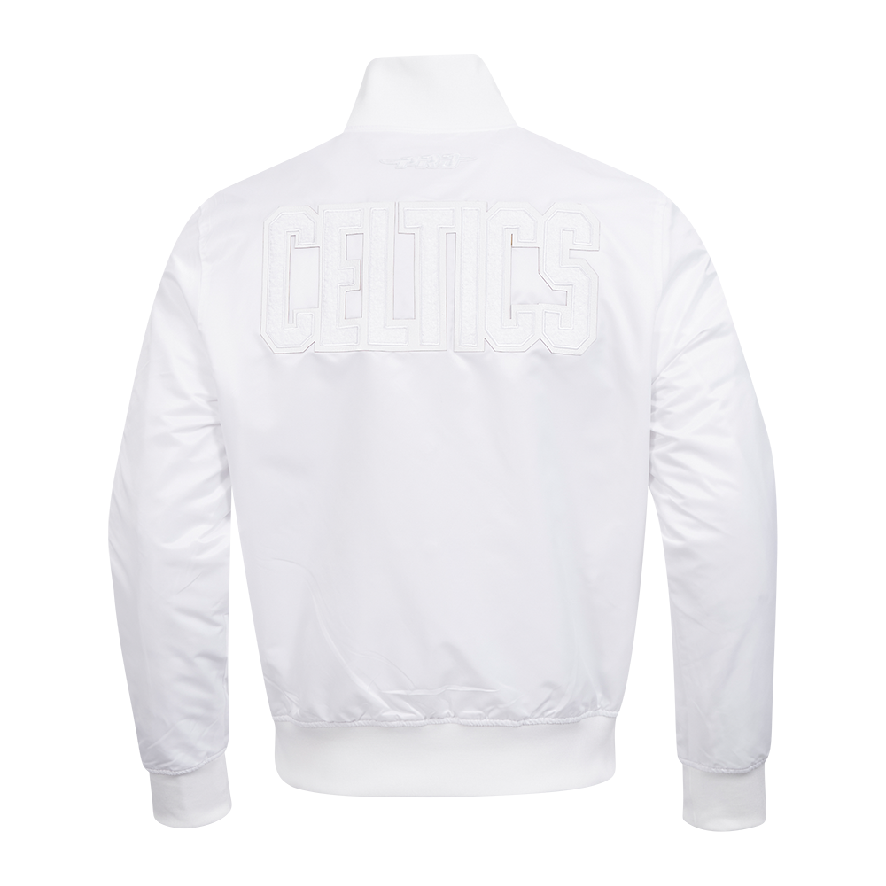 NBA BOSTON CELTICS WHITE OUT MEN'S SATIN JACKET (WHITE)