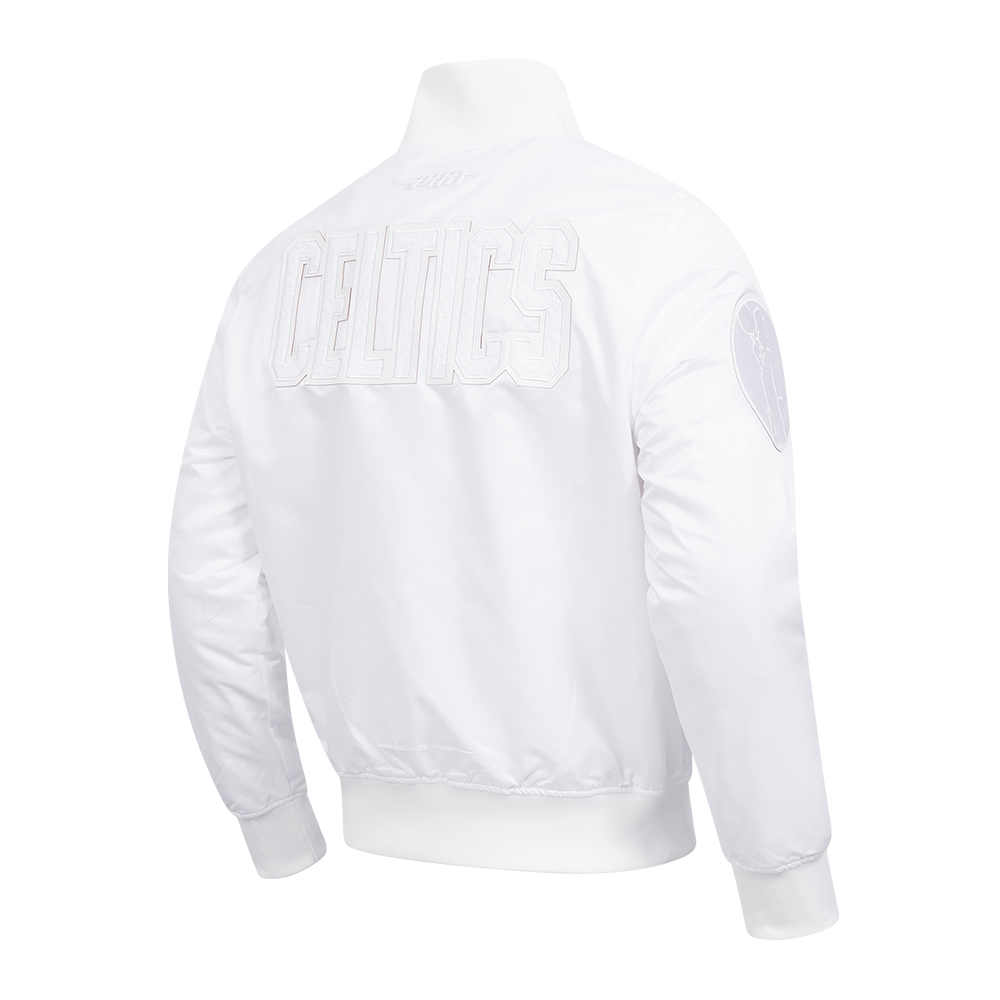NBA BOSTON CELTICS WHITE OUT MEN'S SATIN JACKET (WHITE)