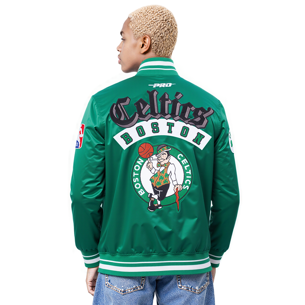 NBA BOSTON CELTICS BEST OF MEN'S RIB SATIN JACKET (KELLY GREEN)