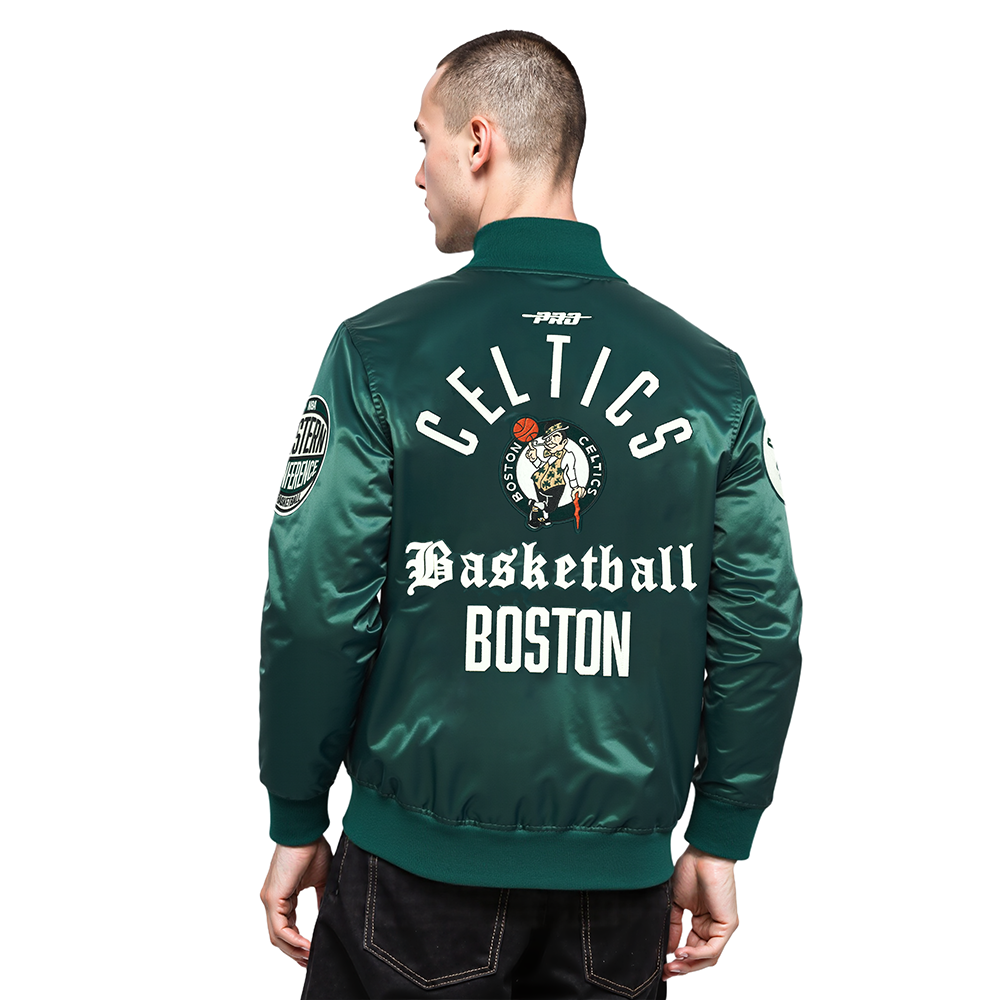 NBA BOSTON CELTICS MODERN ORIGINALS MEN'S SATIN JACKET (FOREST GREEN)