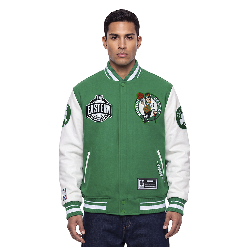 NBA BOSTON CELTICS BLOUSON COLLÉGIAL POUR HOMME (VERT KELLY/BLANC)