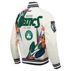 NBA BOSTON CELTICS PARADISE BLOUSON EN SATIN POUR HOMME (COQUILLE D'ŒUF/NOIR)