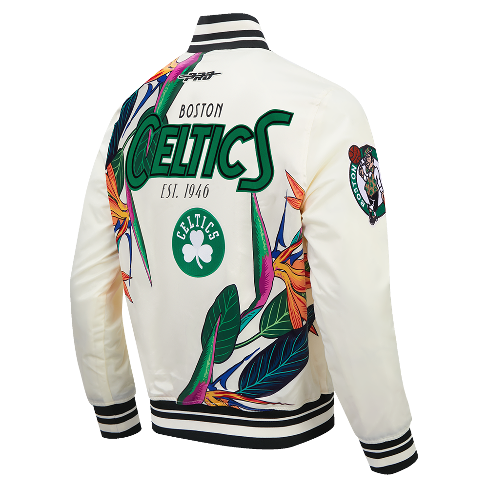 NBA BOSTON CELTICS PARADISE BLOUSON EN SATIN POUR HOMME (COQUILLE D'ŒUF/NOIR)