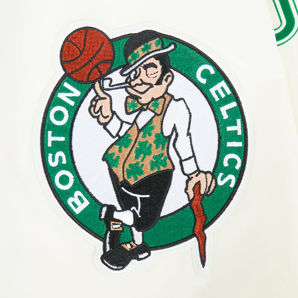 NBA BOSTON CELTICS PARADISE BLOUSON EN SATIN POUR HOMME (COQUILLE D'ŒUF/NOIR)