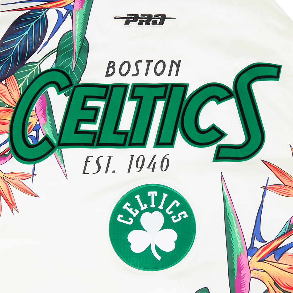 NBA BOSTON CELTICS PARADISE BLOUSON EN SATIN POUR HOMME (COQUILLE D'ŒUF/NOIR)