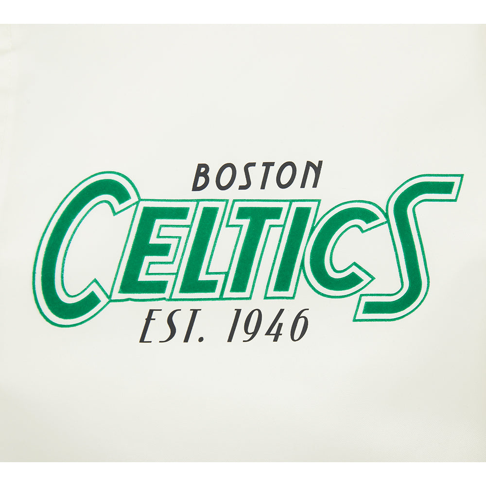 NBA BOSTON CELTICS PARADISE BLOUSON EN SATIN POUR HOMME (COQUILLE D'ŒUF/NOIR)