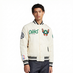 NBA BOSTON CELTICS PARADISE BLOUSON EN SATIN POUR HOMME (COQUILLE D'ŒUF/NOIR)