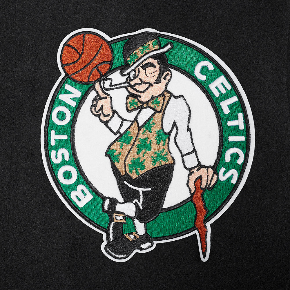 NBA BOSTON CELTICS LETTERMAN BLOUSON COLLÉGIAL POUR HOMME (NOIR/BLANC)