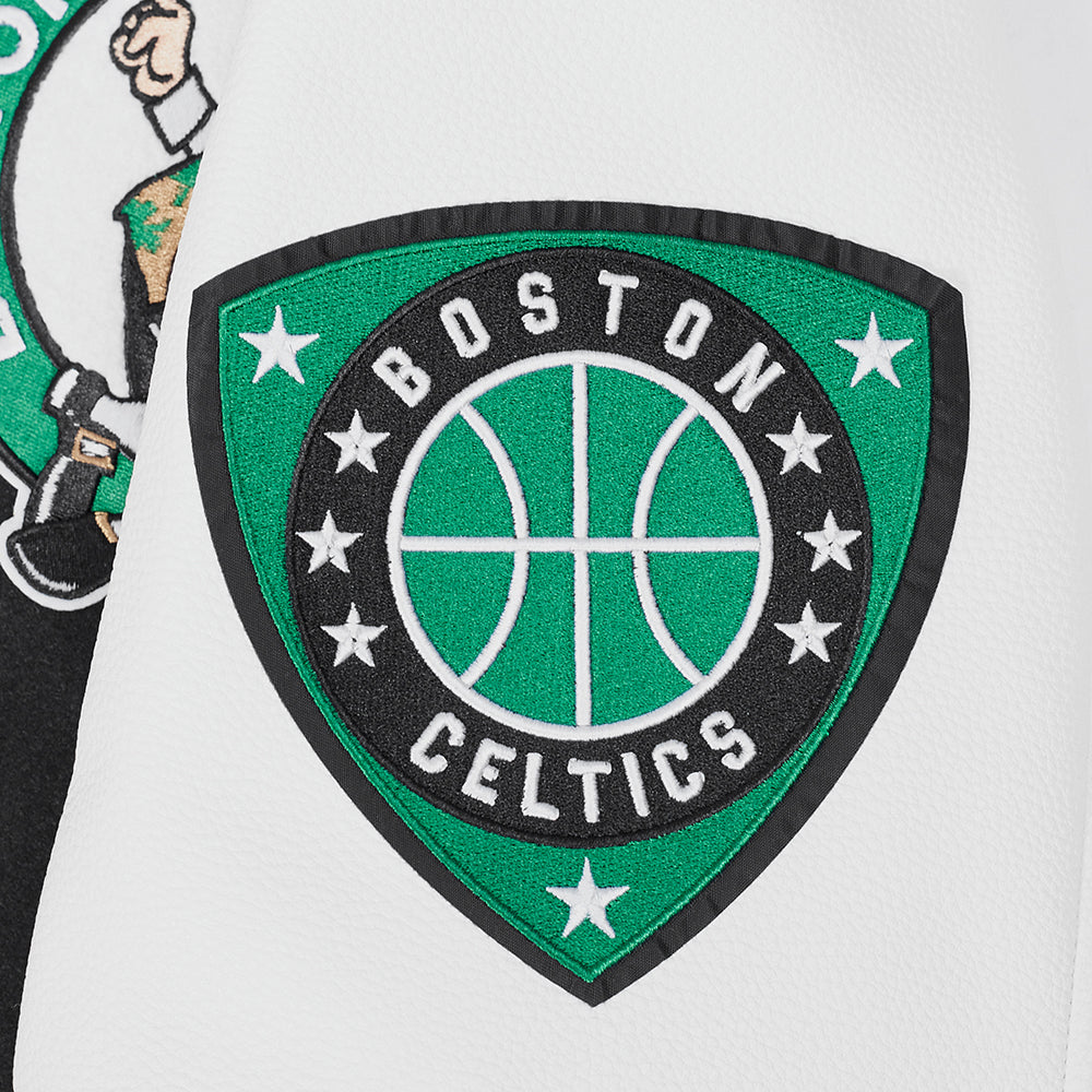NBA BOSTON CELTICS LETTERMAN BLOUSON COLLÉGIAL POUR HOMME (NOIR/BLANC)