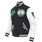 NBA BOSTON CELTICS LETTERMAN BLOUSON COLLÉGIAL POUR HOMME (NOIR/BLANC)