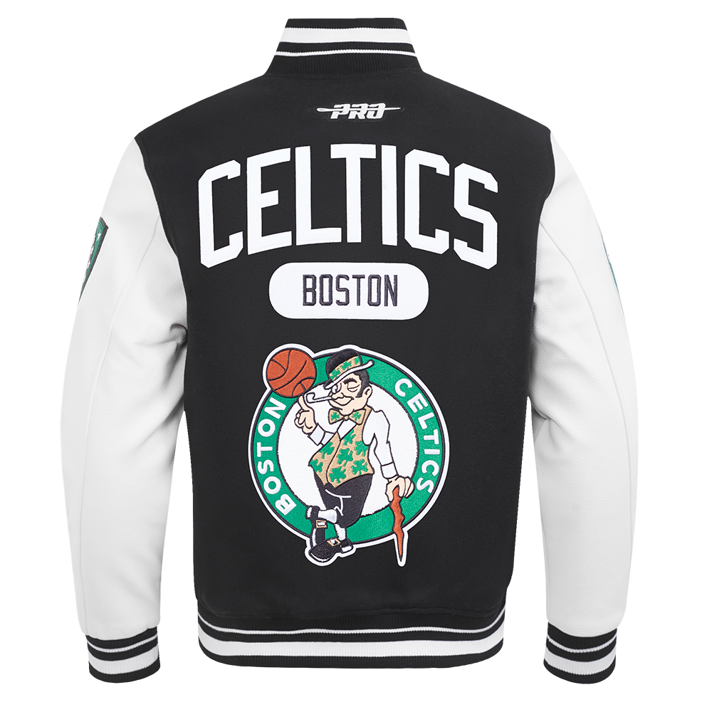 NBA BOSTON CELTICS LETTERMAN BLOUSON COLLÉGIAL POUR HOMME (NOIR/BLANC)