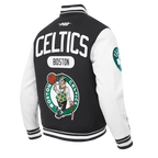 NBA BOSTON CELTICS LETTERMAN BLOUSON COLLÉGIAL POUR HOMME (NOIR/BLANC)