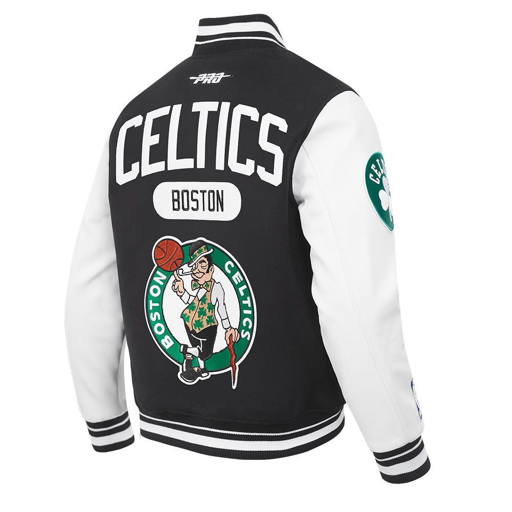 NBA BOSTON CELTICS LETTERMAN BLOUSON COLLÉGIAL POUR HOMME (NOIR/BLANC)