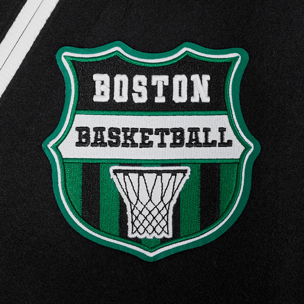 NBA BOSTON CELTICS LETTERMAN BLOUSON COLLÉGIAL POUR HOMME (NOIR/BLANC)