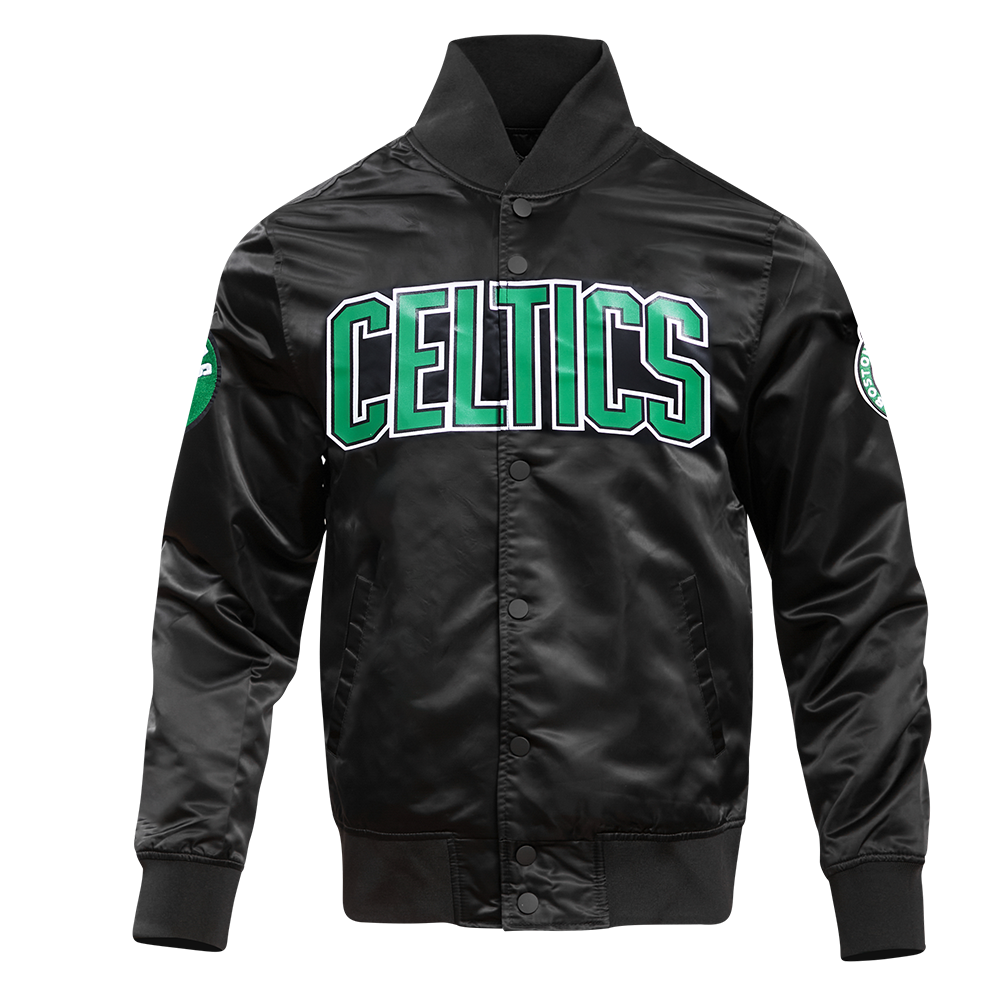 NBA BOSTON CELTICS BLOUSON EN SATIN À GRAND LOGO D'ÉQUIPE POUR HOMME (NOIR)