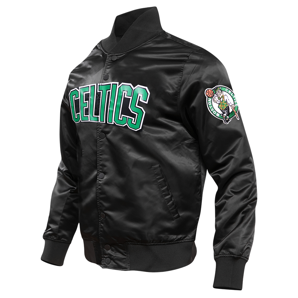 NBA BOSTON CELTICS BLOUSON EN SATIN À GRAND LOGO D'ÉQUIPE POUR HOMME (NOIR)