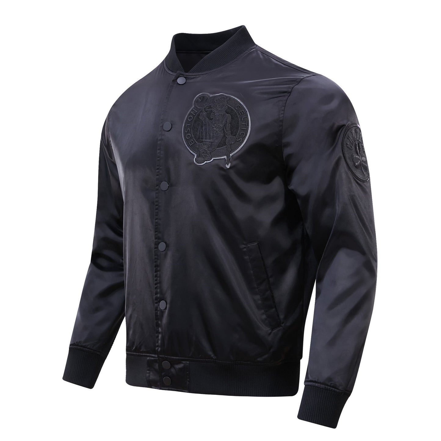 NBA BOSTON CELTICS TRIPLE BLACK MEN'S SATIN JACKET (TRIPLE BLACK)