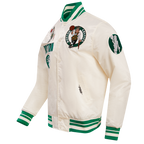 NBA BOSTON CELTICS RETRO CLASSIC MEN'S RIB SATIN JACKET (EGGSHELL/ KELLY GREEN)