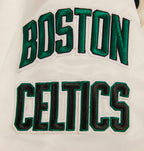 NBA BOSTON CELTICS RETRO CLASSIC MEN'S RIB SATIN JACKET (EGGSHELL/ KELLY GREEN)